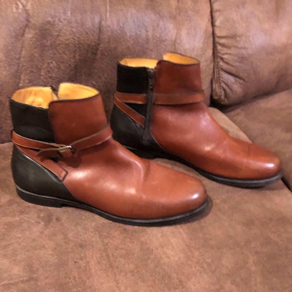 Sebago Ankle Boots In 2 Tone Black/Brown Sz 10.